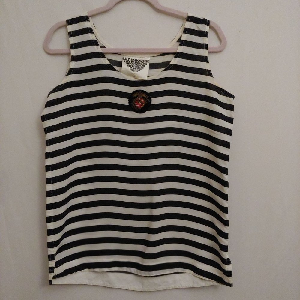 Lily Farouche Munich Black and White Stripe Tank with Logo 2